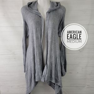 Medium American Eagle Gray Hooded Asymmetrical Sweater